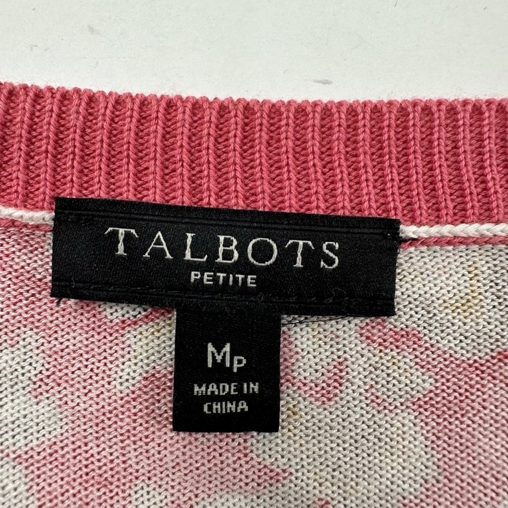 Talbots Paisley Cardigan Petite Medium Floral Lightweight Cotton Sweater - Picture 4 of 8